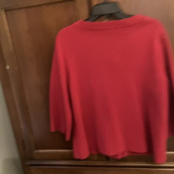 Chicos Women’s Cardigan Sweater Red Size 2 Large Heavy Large Buttons 3/4‎ Sleeve - Picture 8 of 8
